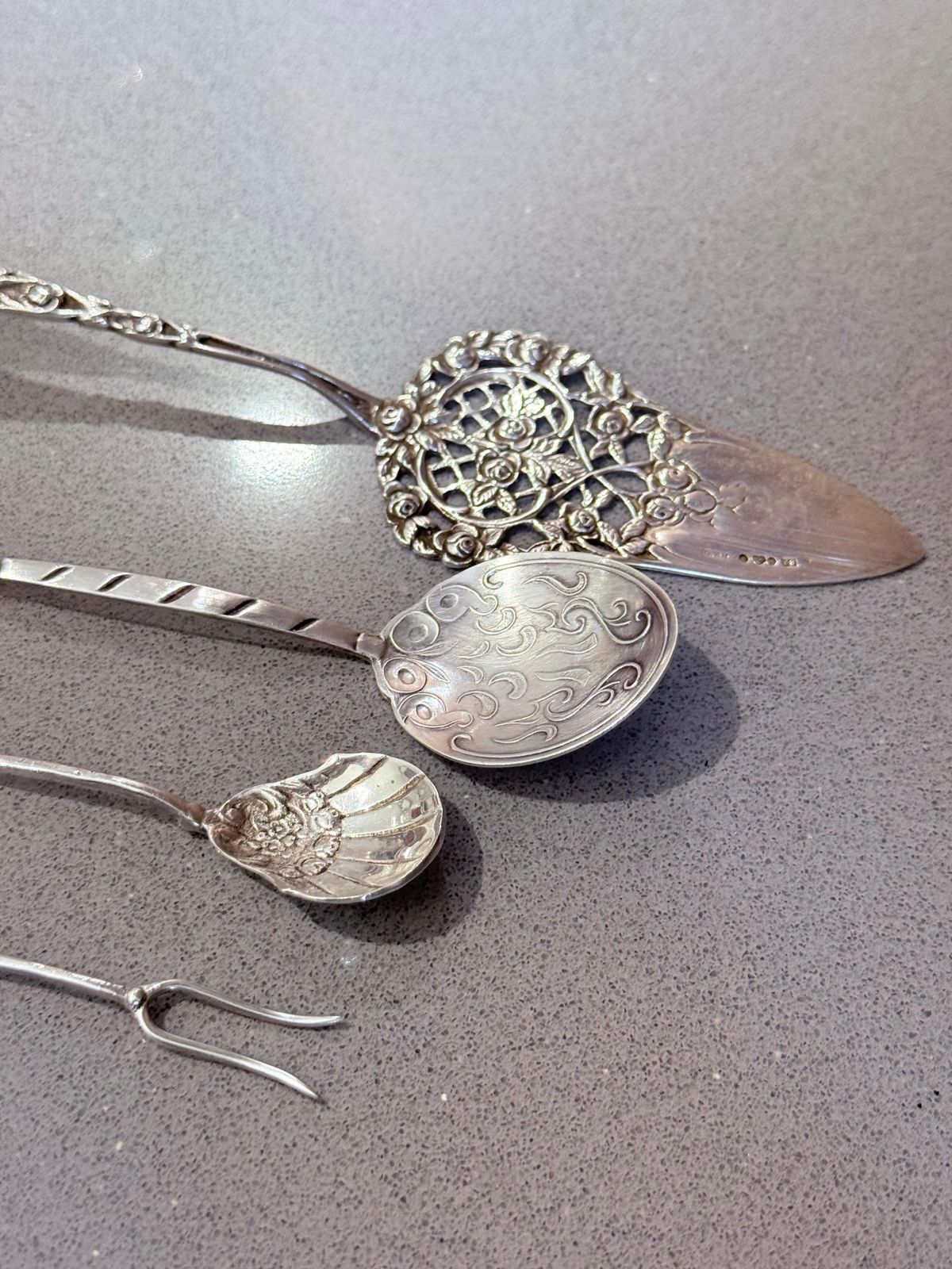 Antiek Zweeds Sterling Zilver Hors D'oeuvre & Dessert Serveerset, 1949 photo Woonaccessoires