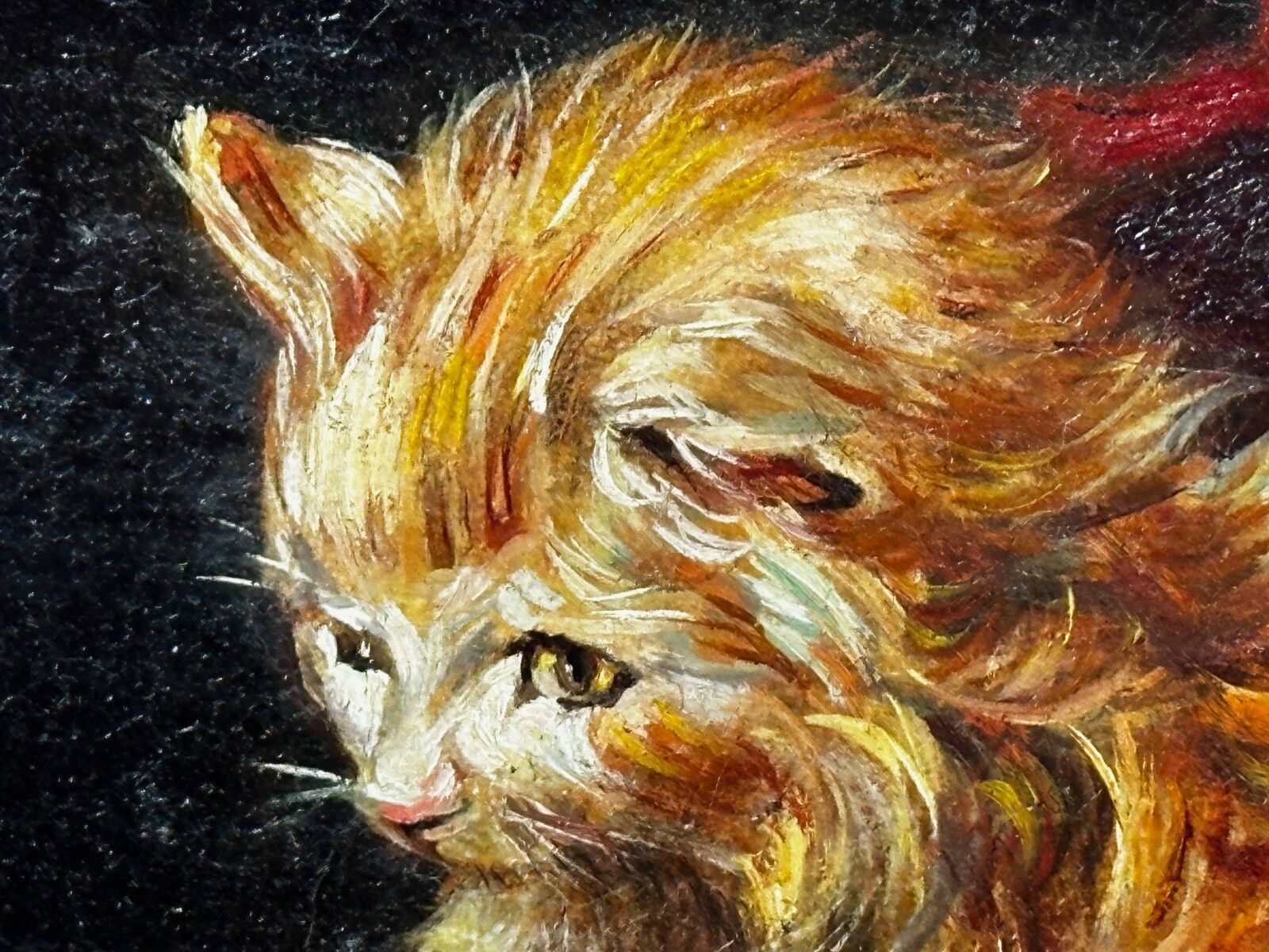 Oil Painting Kitten Patience Hunting Fly By Francisco José Domingo Y Marqués photo vintage