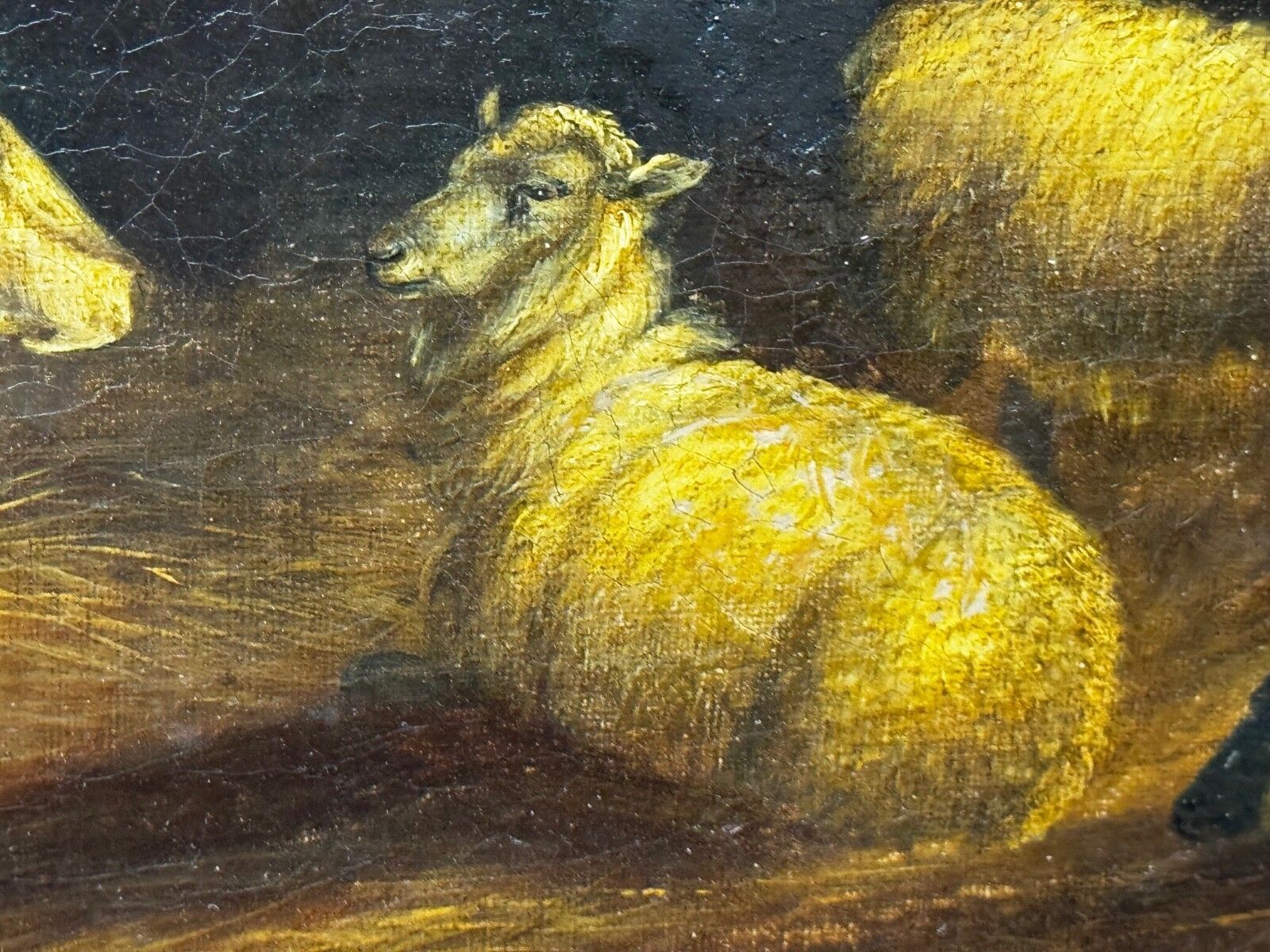 Kunst Schilderij Koeien en schapen schuilen in schuur, volgeling van Thomas Sidney Cooper, ca. 1850 photo