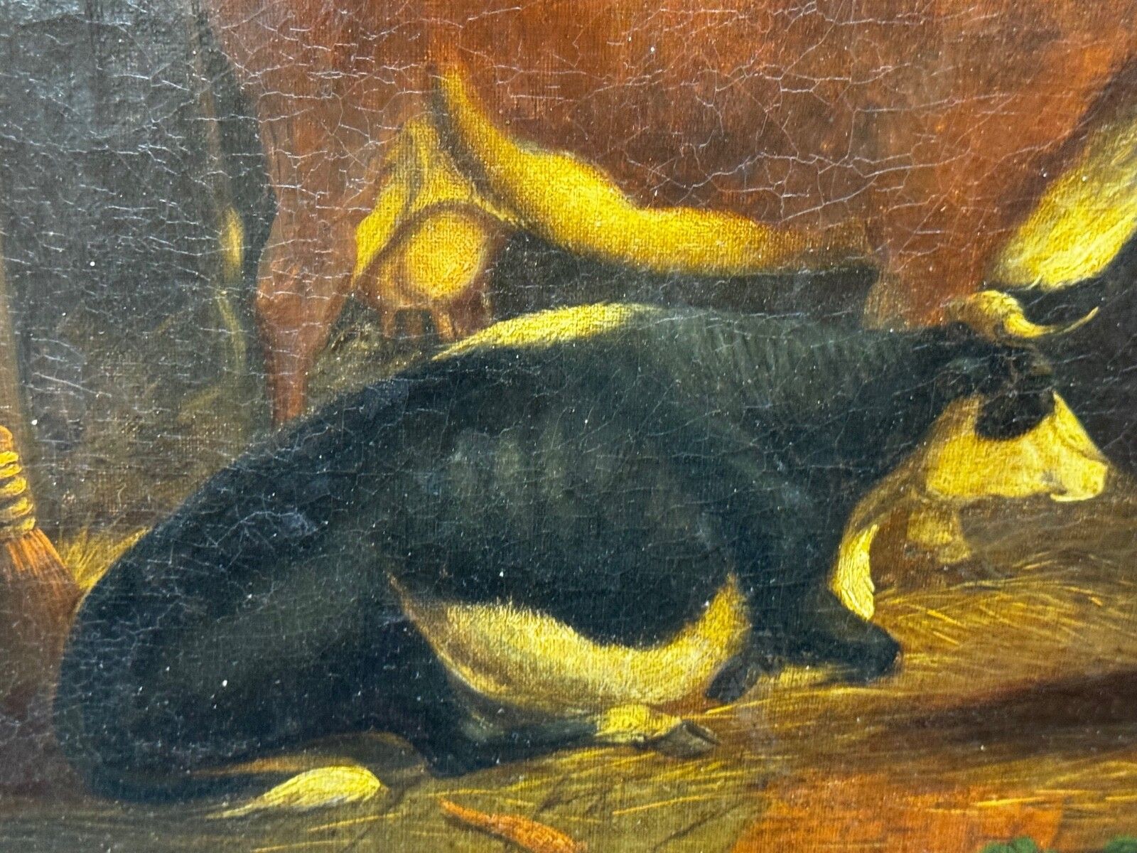 photo buy Schilderij Koeien en schapen schuilen in schuur, volgeling van Thomas Sidney Cooper, ca. 1850