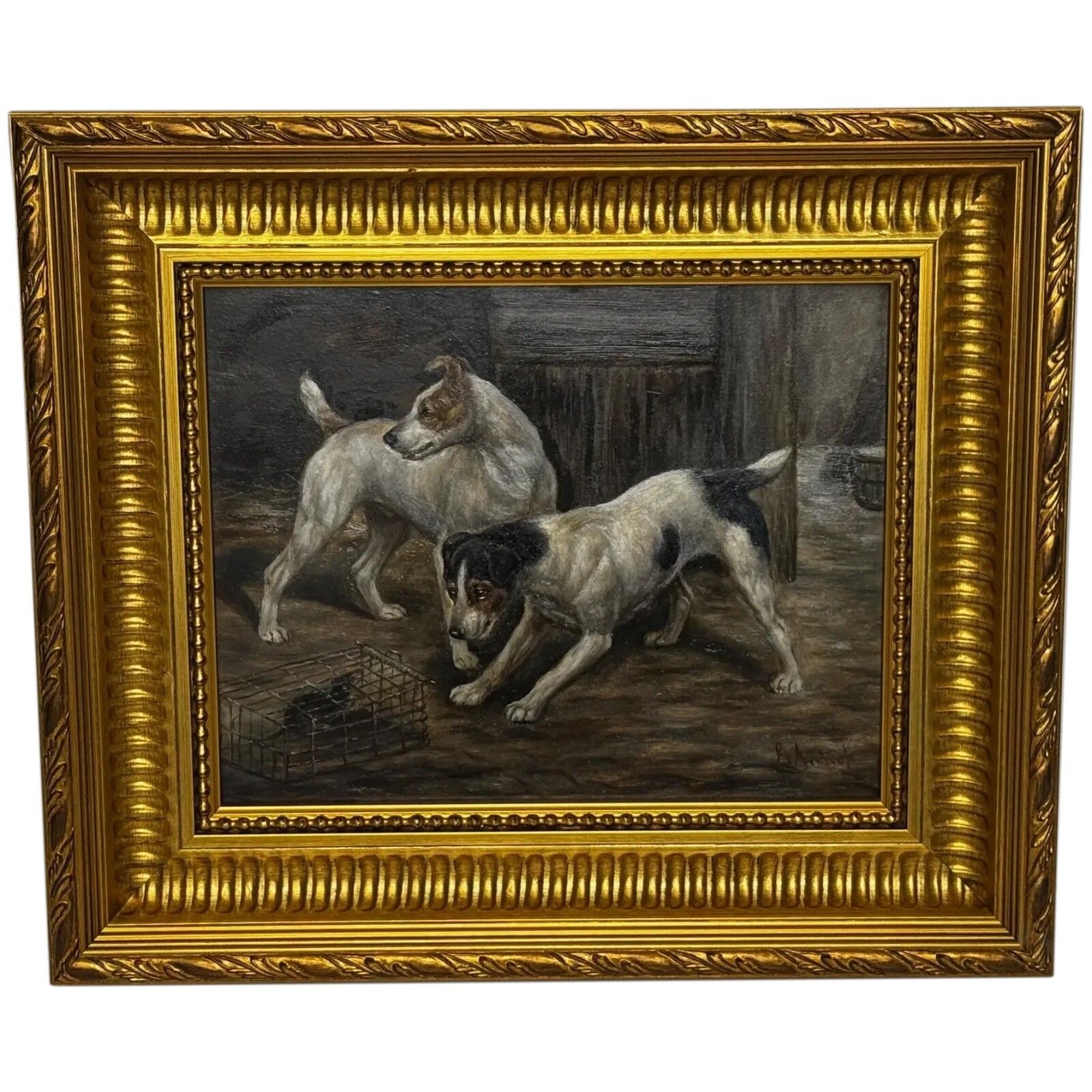 🐾 Victorian Masterpiece Rat Trapped Jack Russell Terriers Guarding C1880