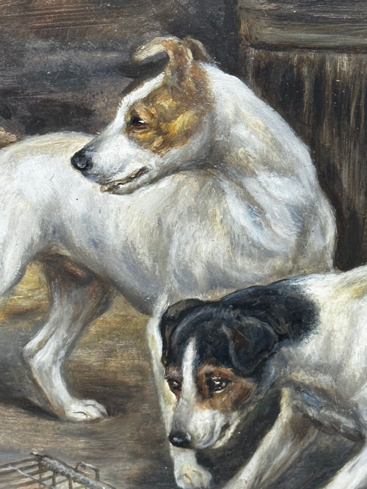 🐾 Victorian Masterpiece Rat Trapped Jack Russell Terriers Guarding C1880 photo Art