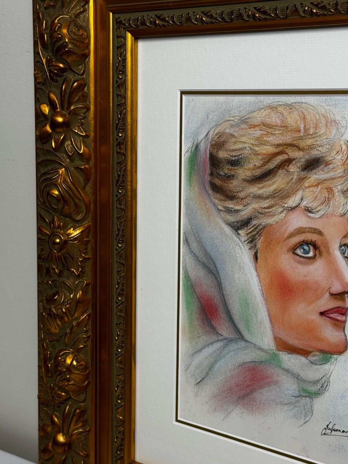 British Royalty Princess Diana Fashion Icon 1992 Spring Cairo Portrait Pastel photo for sale