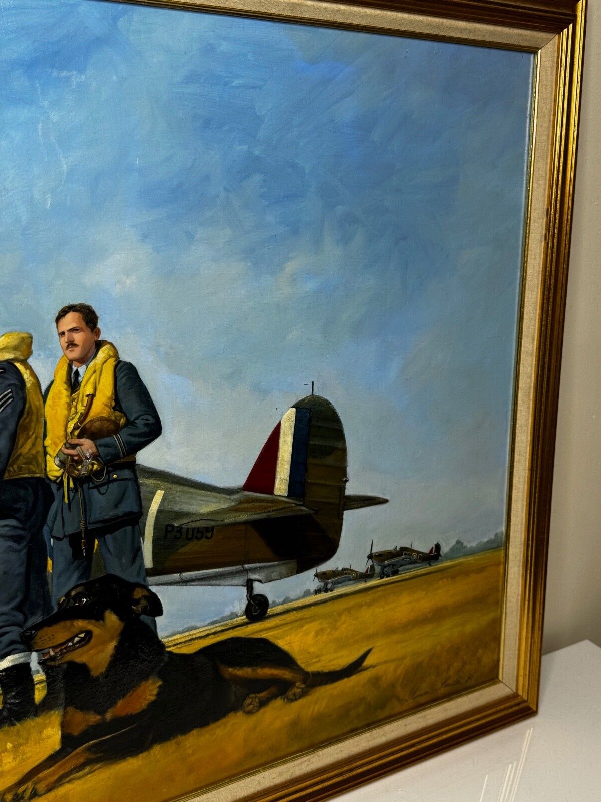 Large Oil Painting Battle Of Britain Raf Pilots Ready For Takeoff Biggin Hill photo for sale