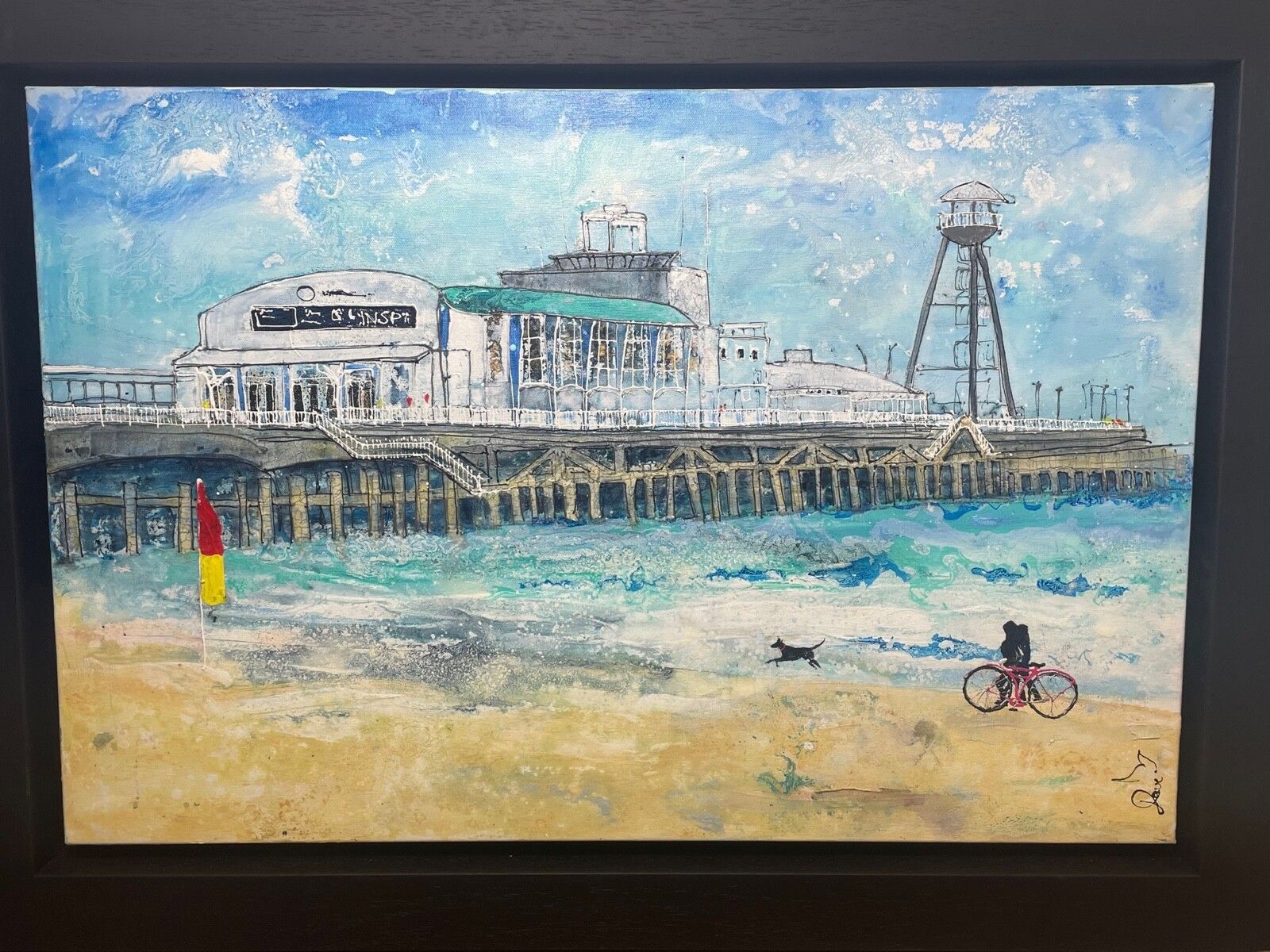 Contemporary Oil Painting  Seaside "Bournemouth Pier" Signed Katharine Dove photo furniture