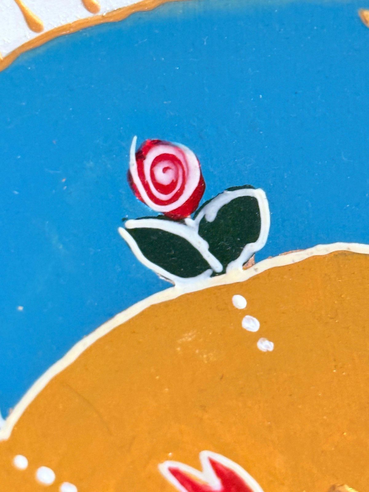 Hand Painted Wall Decorative Ceramic Plate With Dove & Floral Folk Art Design photo Art