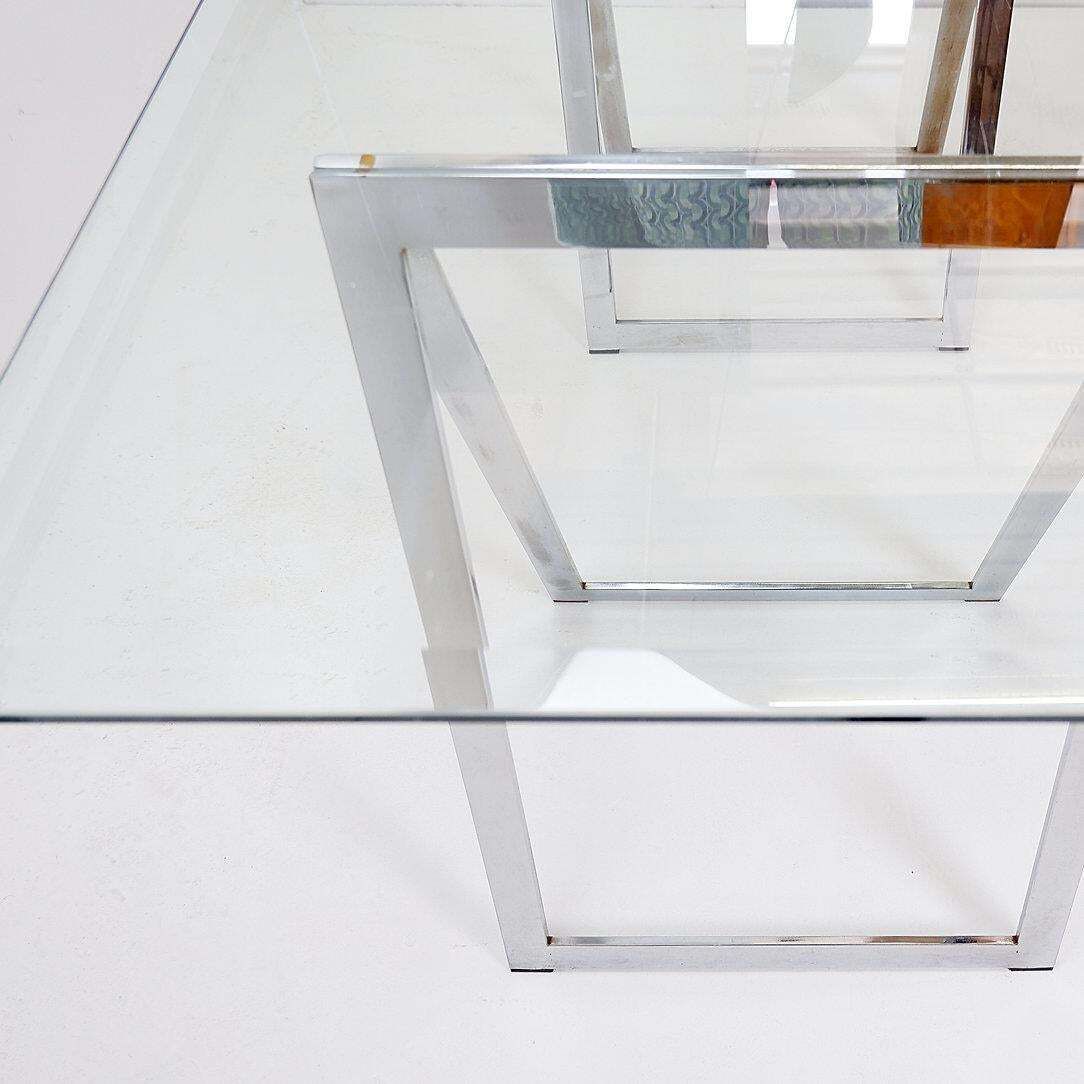 Mid Century Chrome Trestles Desk With Glass Top, Circa 1970 photo for sale