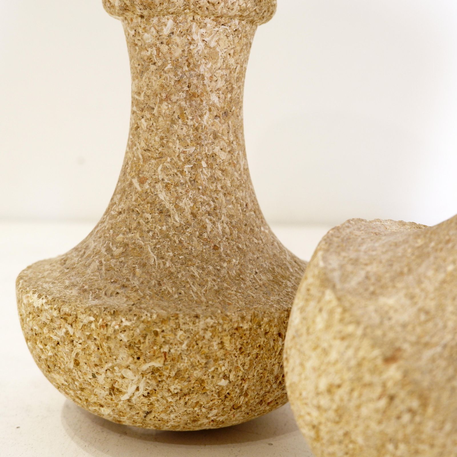 Pair Of French Stone Lamps, 1970s   New Linen Lampshade photo 994.0