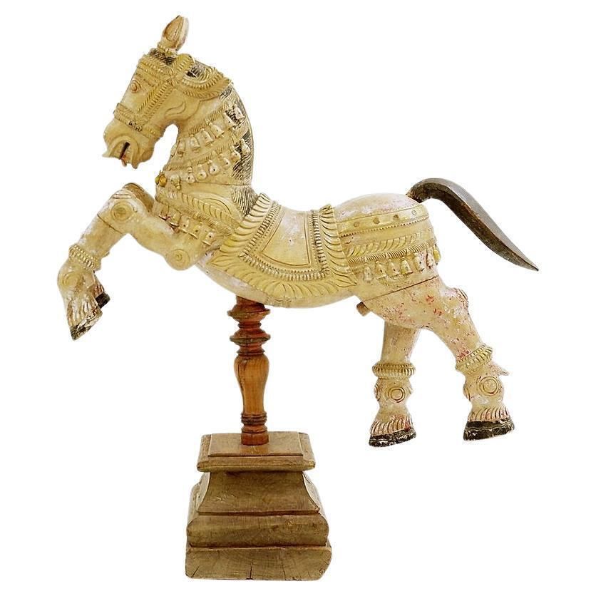 Ayyanar India Carved And Polychrome Wood Horse   20th