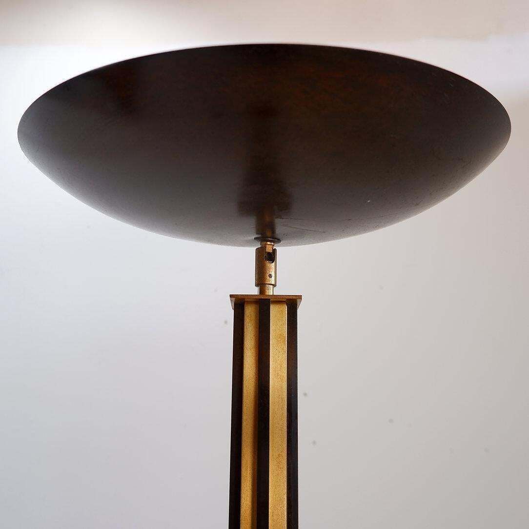 Hollywood Regency Torchiere Floor Lamp, Brass & Metal, Circa 1980 photo vintage
