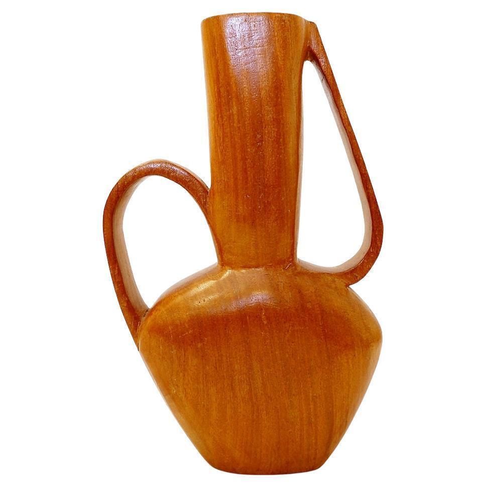 Scandinavian Modern Carved Teak Vase, Asymmetrical Design, Circa 1960