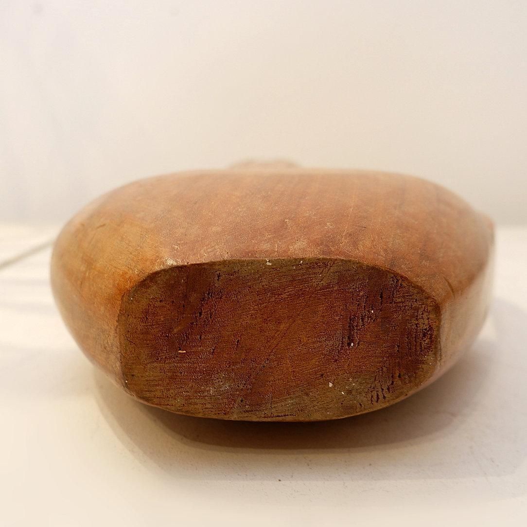 Scandinavian Modern Carved Teak Vase, Asymmetrical Design, Circa 1960 photo vinterior
