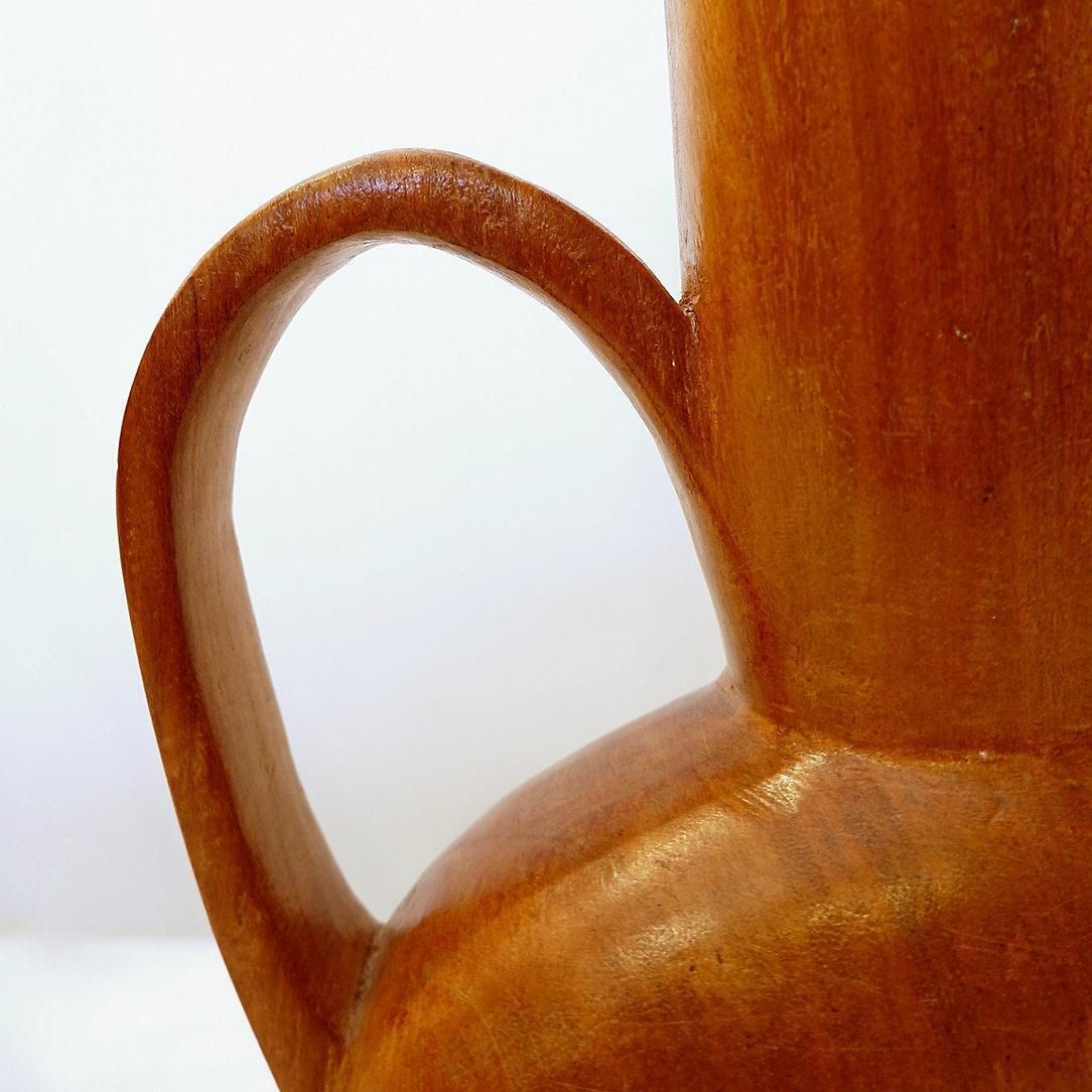 Scandinavian Modern Carved Teak Vase, Asymmetrical Design, Circa 1960 photo buy