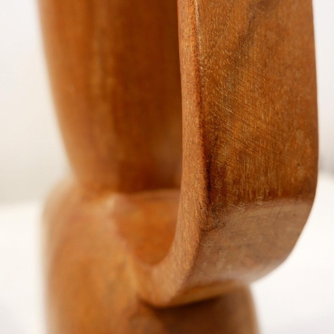 photo vinterior Scandinavian Modern Carved Teak Vase, Asymmetrical Design, Circa 1960