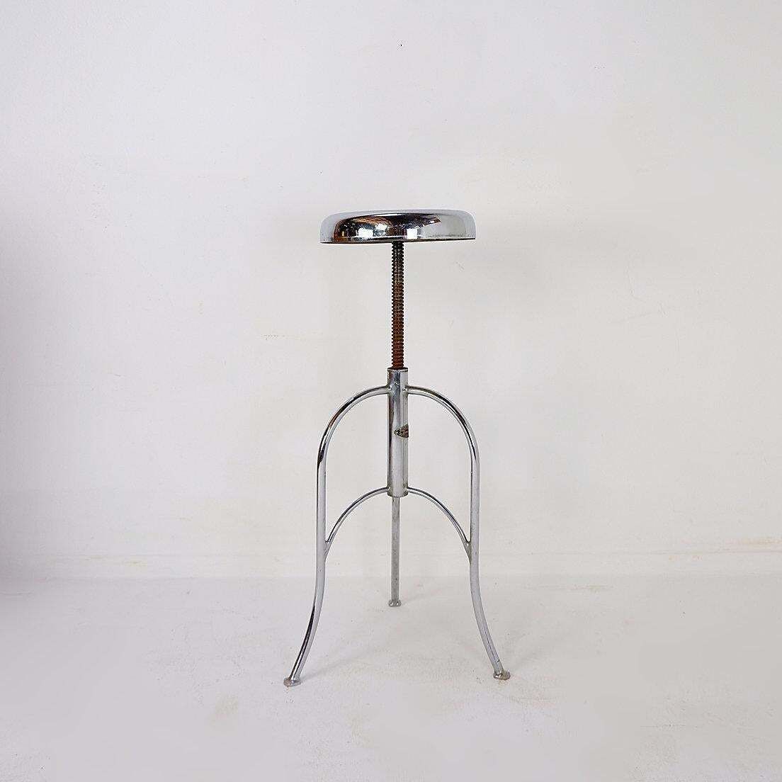 Stainless Steel Swivel Medical Stool, Industrial Style, England, 1960s photo furniture