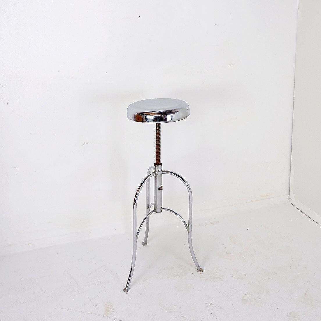 photo for sale Stainless Steel Swivel Medical Stool, Industrial Style, England, 1960s