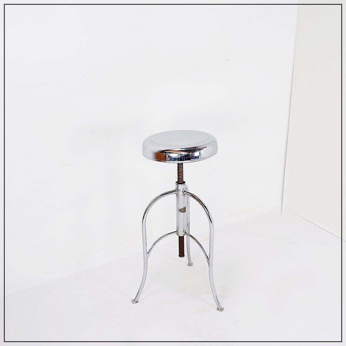 photo vinterior Stainless Steel Swivel Medical Stool, Industrial Style, England, 1960s