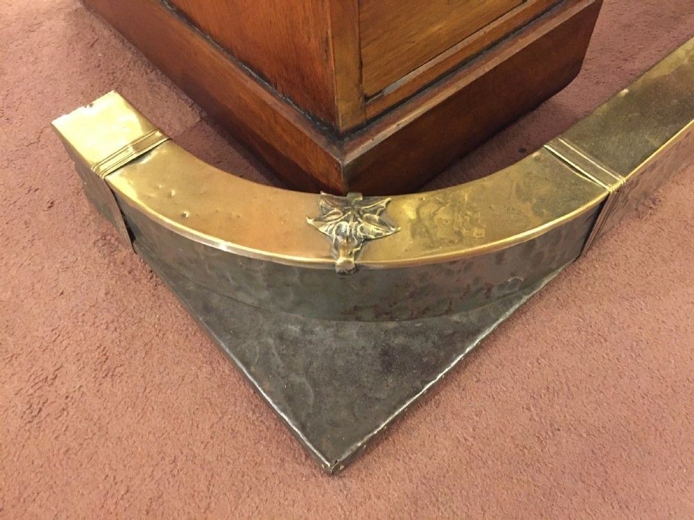 Art Deco Hammered Brass And Pewter Fire Fender C.1920 photo 443.0