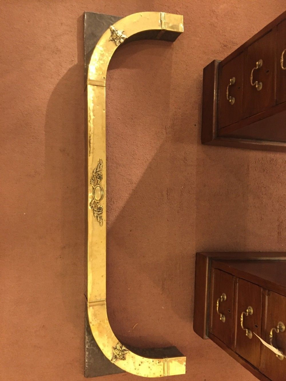Art Deco Hammered Brass And Pewter Fire Fender C.1920 photo buy