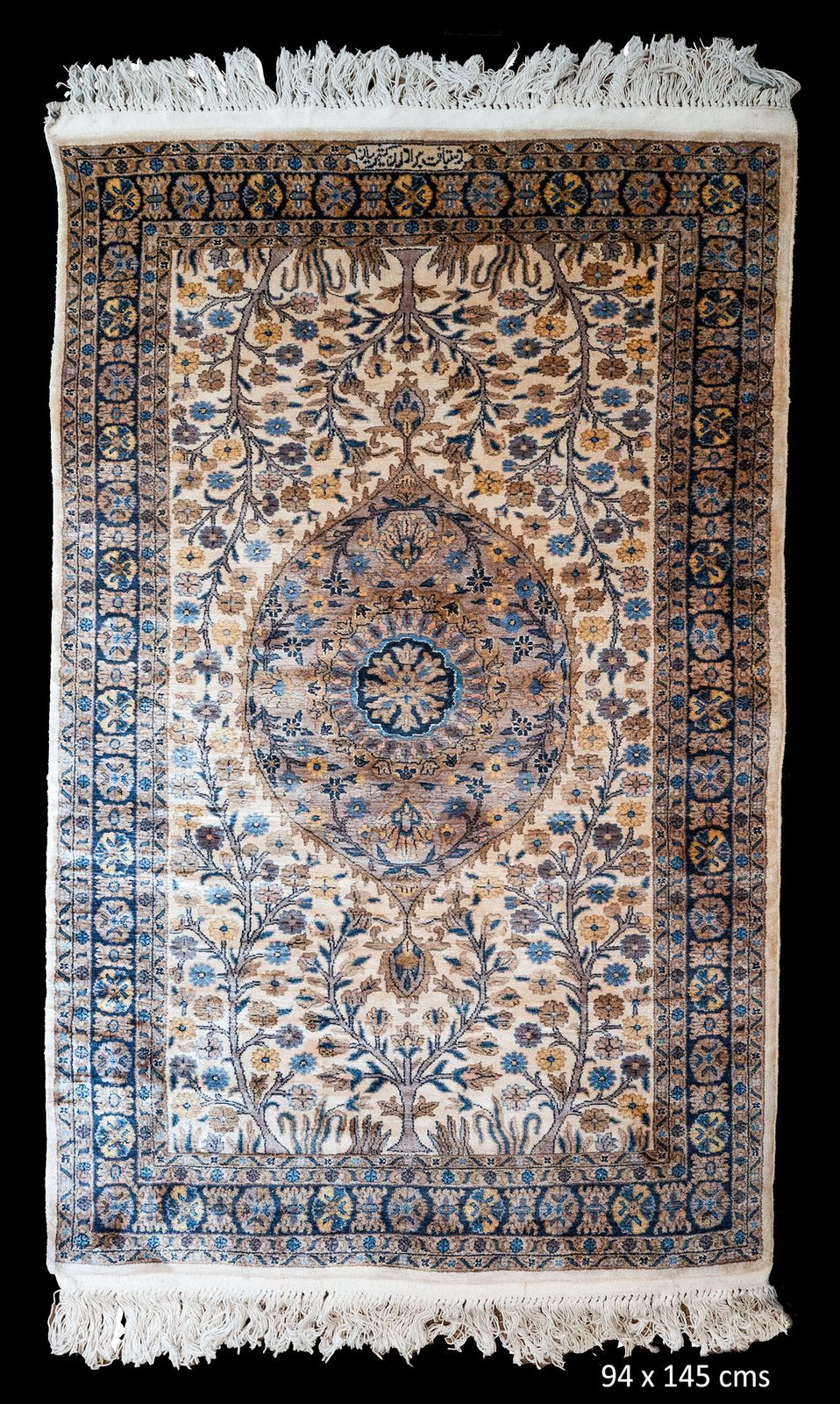 Fine Hand Knotted Full Silk  Beige Oriental Rug photo furniture