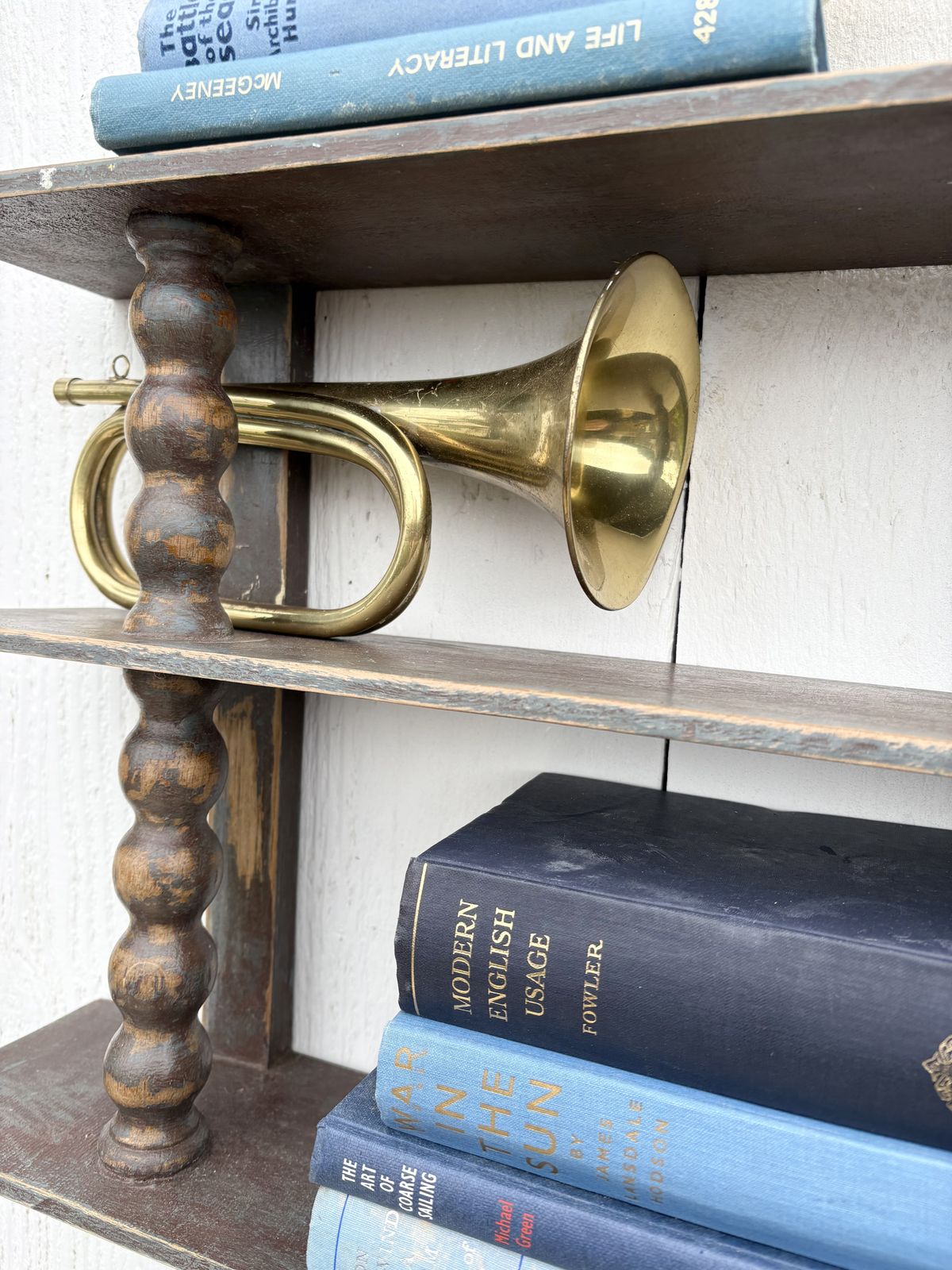 Antique French Bobbin Spool Hanging Shelves photo vintage