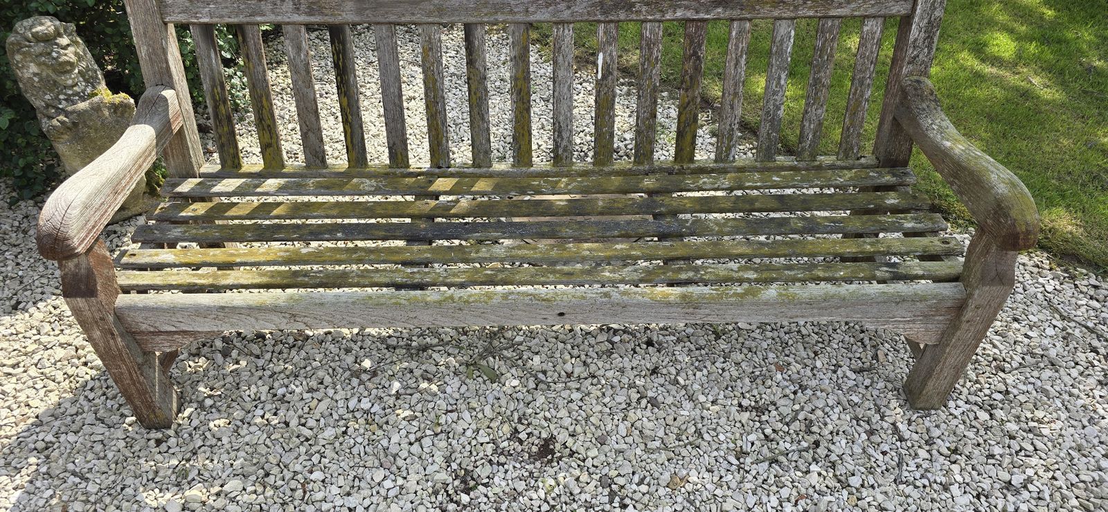 Large Silvered Teak Garden Bench photo for sale
