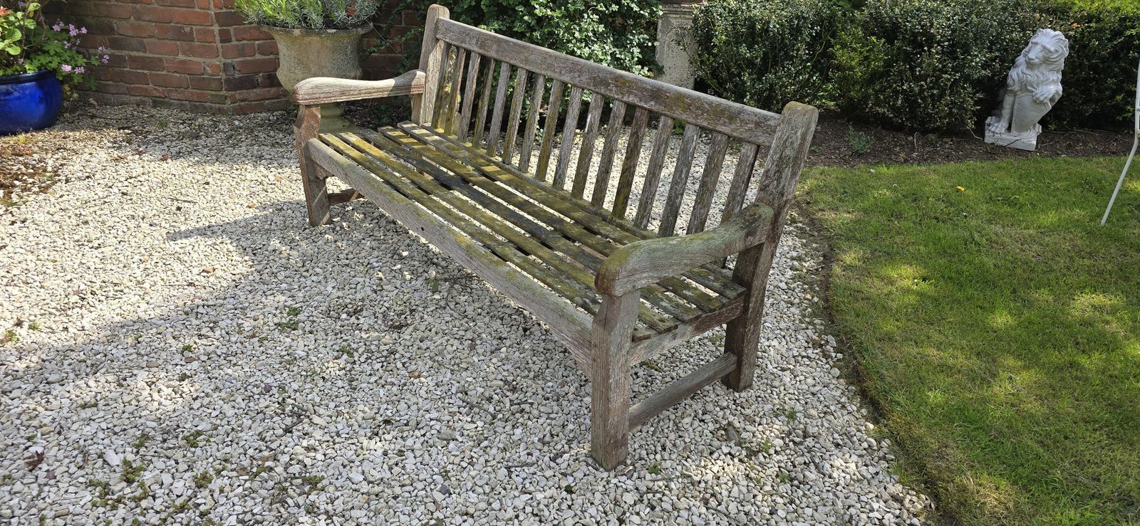 Large Silvered Teak Garden Bench photo Garden Furniture
