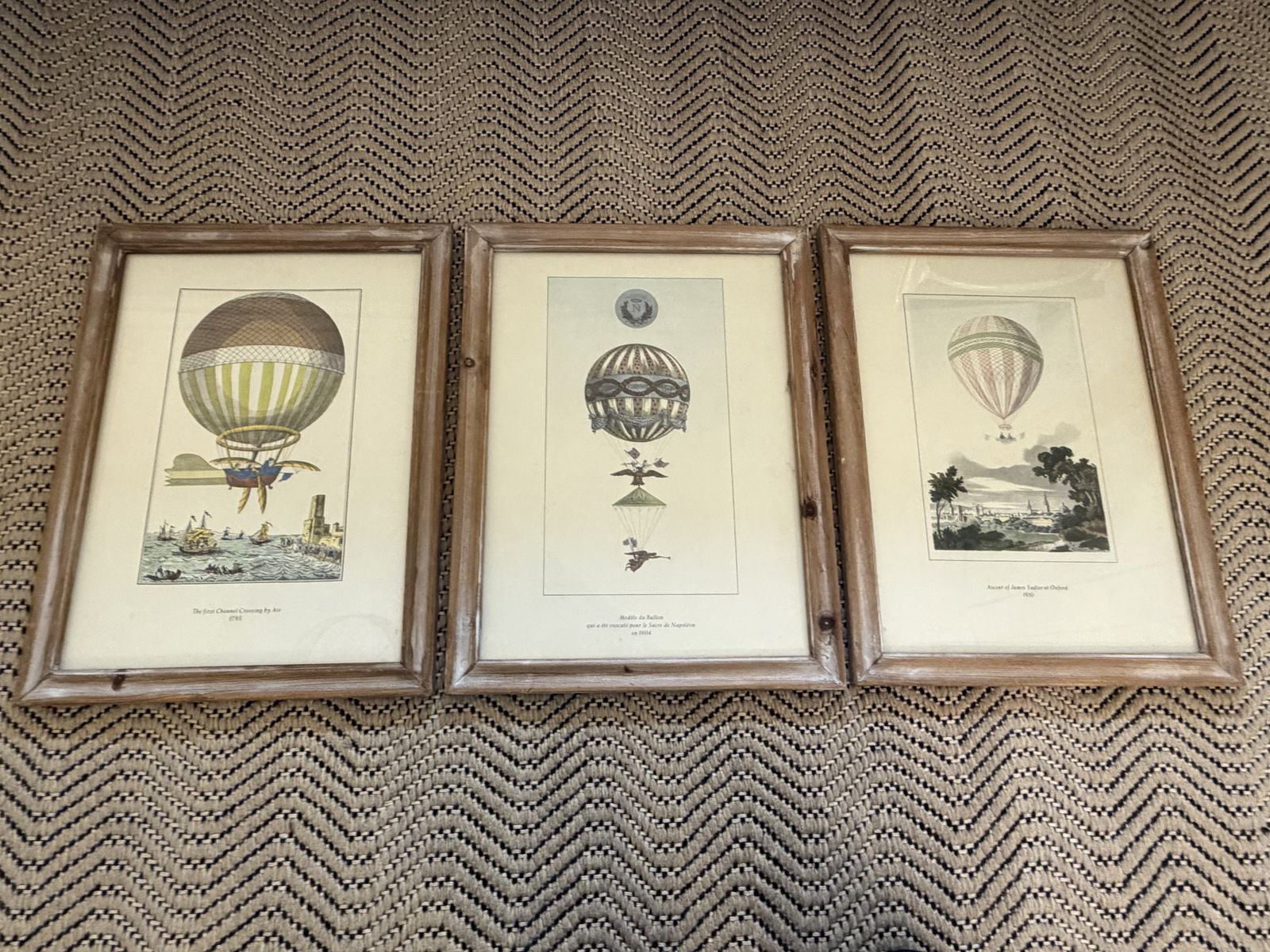 Trio Of Framed Hot Air Balloon Prints By Oka photo 220.0