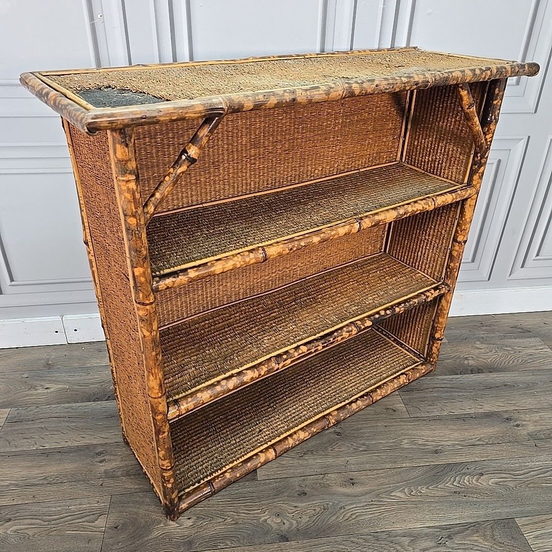Victorian Aesthetic Bamboo Bookcase Wicker – Anglo Japanese Open Cabinet Tiger photo furniture