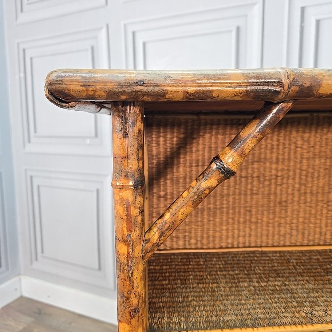 photo vinterior Victorian Aesthetic Bamboo Bookcase Wicker – Anglo Japanese Open Cabinet Tiger