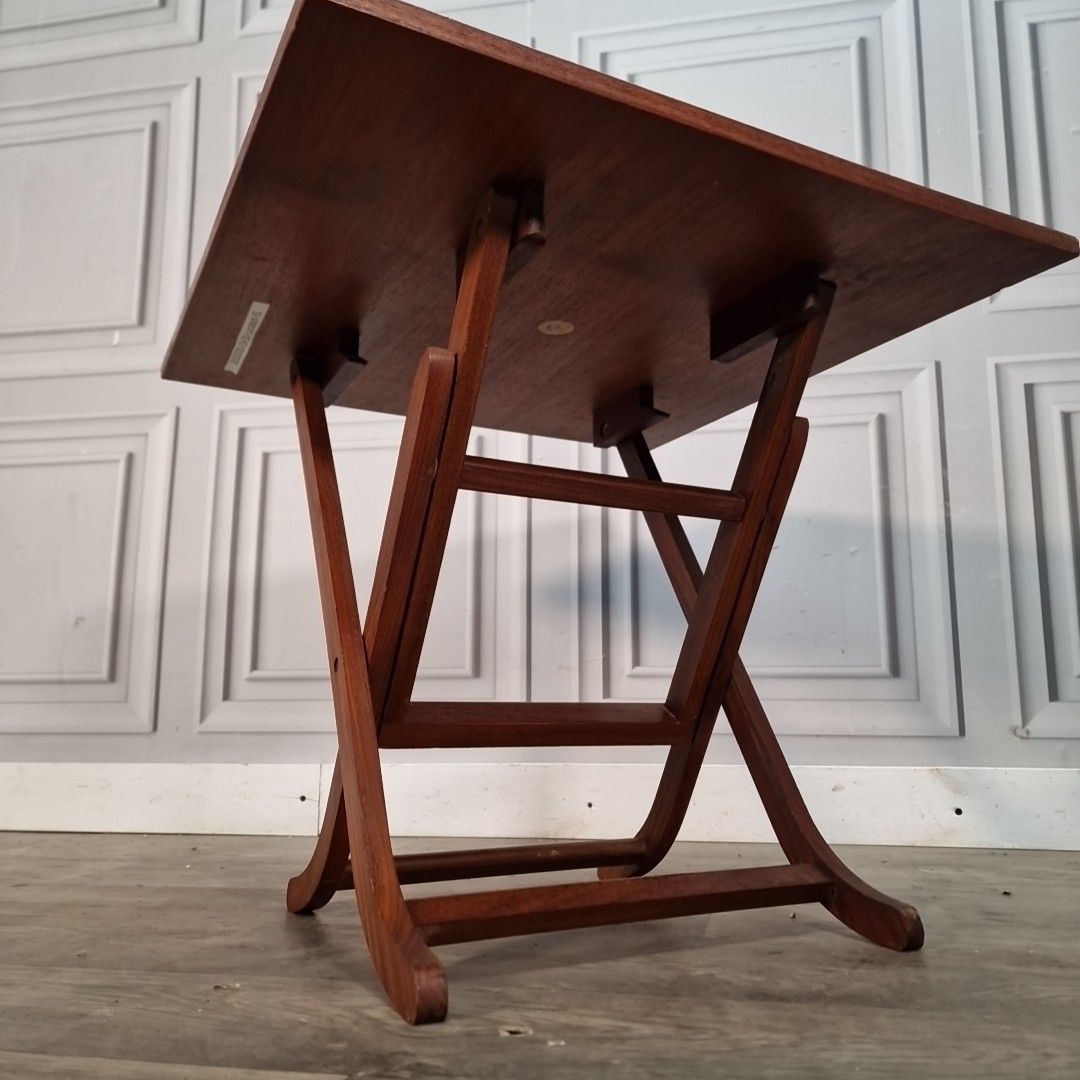 Vintage Meredew Folding Table Teak Veneer Mid Century Occasional Side Lamp Retro photo for sale