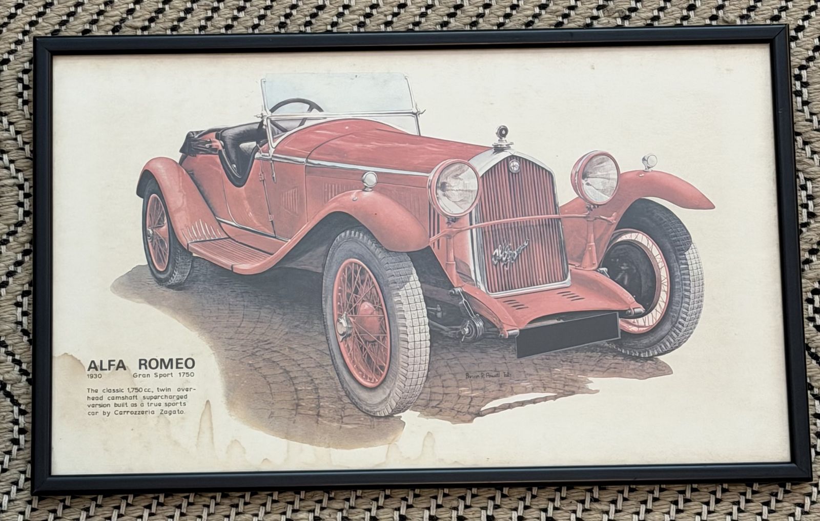 1930 Alfa Romeo Gran Sport 1750 By Brian R. Powell Print (Signed & Dated 1968).