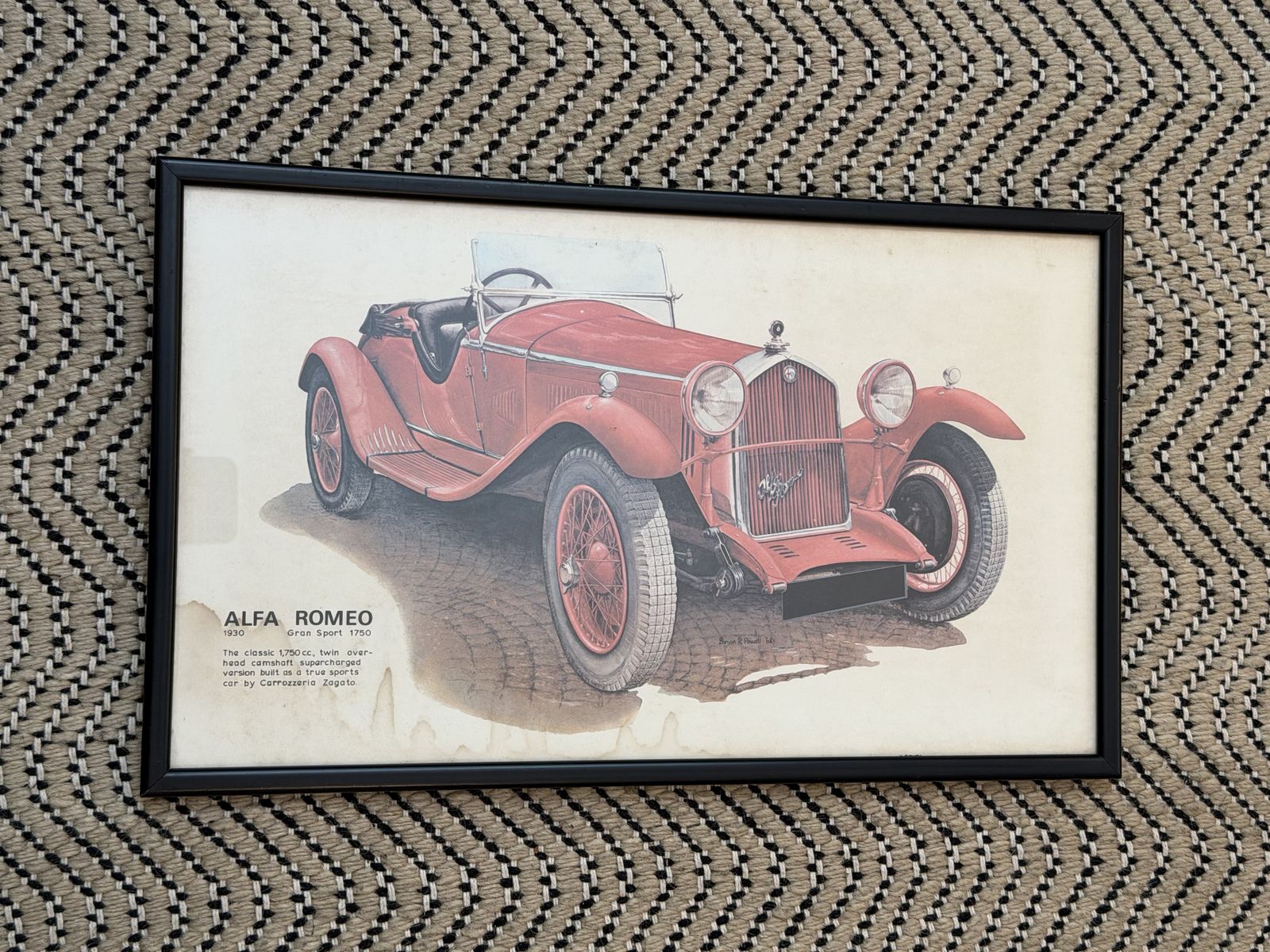 1930 Alfa Romeo Gran Sport 1750 By Brian R. Powell Print (Signed & Dated 1968). photo furniture