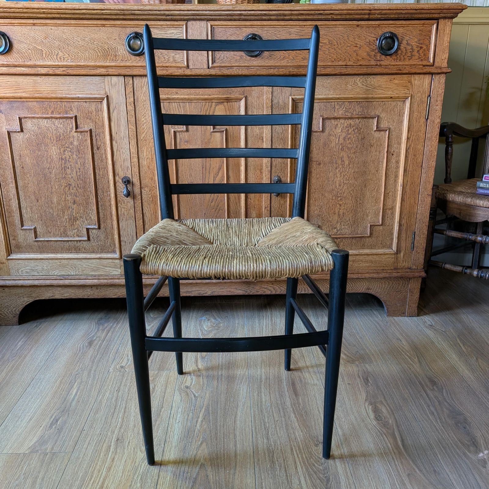 Set Of 6 Italian Mid Century Modern Ladder Back Chairs With Rush Seats photo furniture