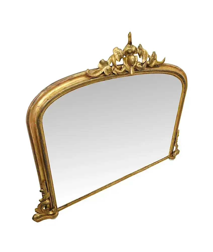 A Stunning 19th Century Neat Size Giltwood Framed Archtop Overmantel Mirror photo furniture