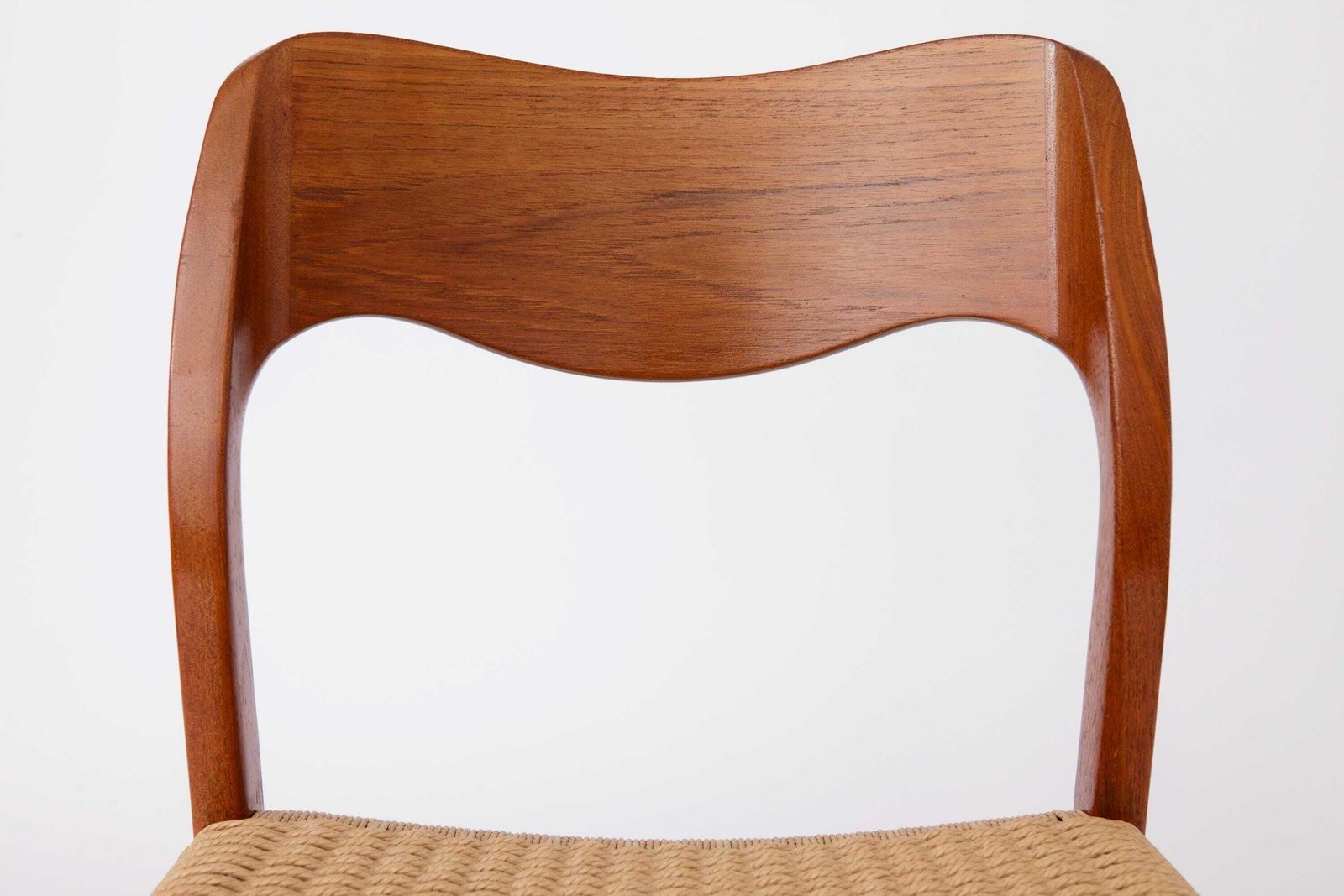 Niels Otto Møller Model 71 Chair (With Repair) In Teak With New Danish Cord, Danish Mid Century Dining Chair, Denmark 1950s photo furniture