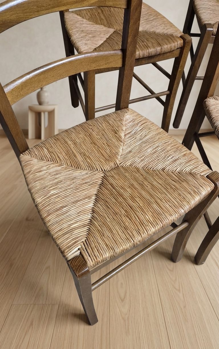 Set Of 8 Scandinavian Dining Chairs, Wooden Frame & Woven Rattan Seats, Gemla Fabrikers Ab, 20th Century photo Furniture
