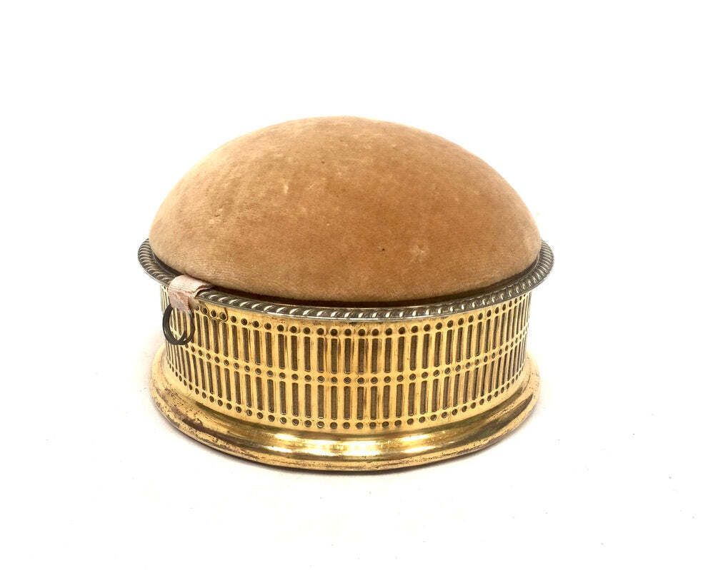 Antique Edwardian Ladies Brass Pin Cushion And Sewing Box / Trinket / Jewellery photo furniture