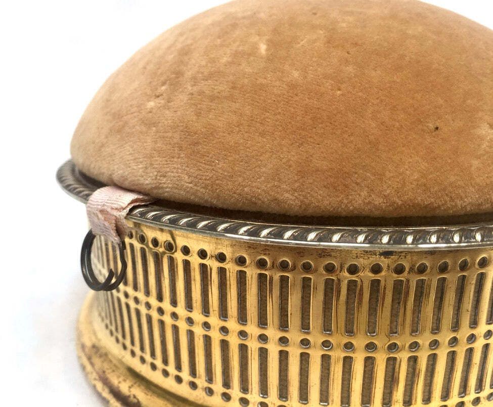 Antique Edwardian Ladies Brass Pin Cushion And Sewing Box / Trinket / Jewellery photo Home Decor