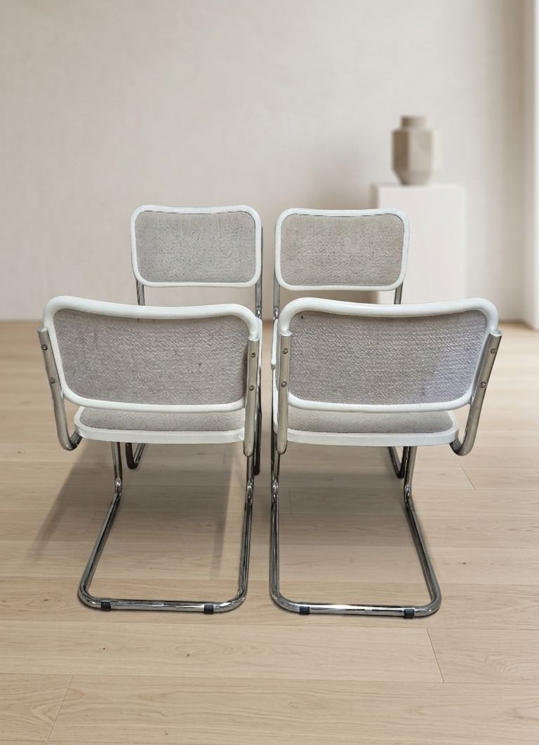 Set Of 4 Marcel Breuer Tubular Chairs, Mid Century Modern Bauhaus Chrome Cantilever Dining Chairs, 20th Century photo for sale