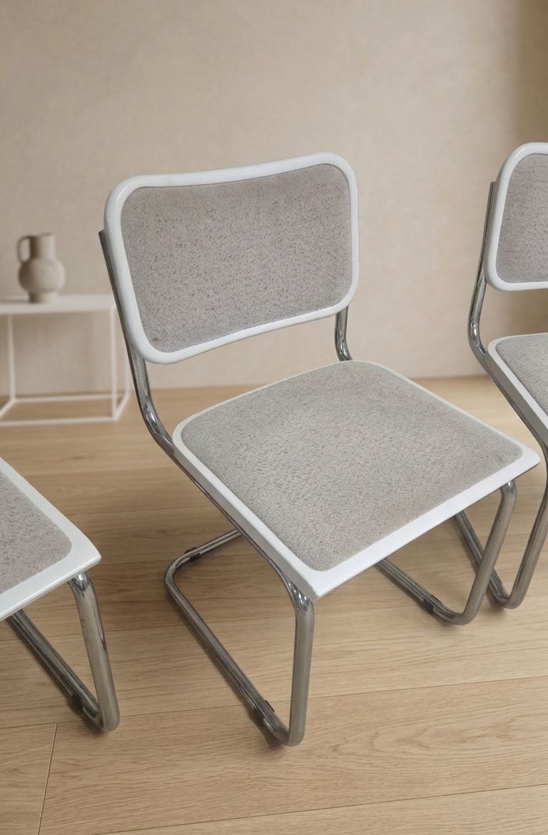 Set Of 4 Marcel Breuer Tubular Chairs, Mid Century Modern Bauhaus Chrome Cantilever Dining Chairs, 20th Century photo vintage