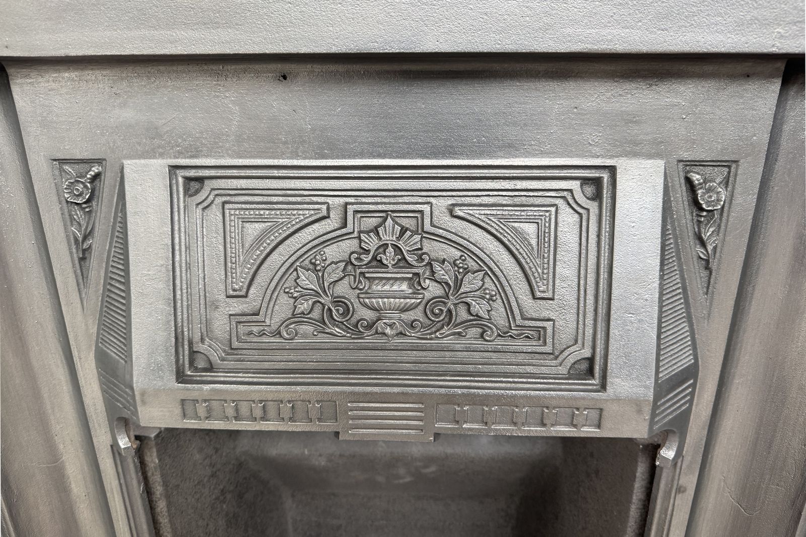 photo furniture Large Antique Victorian Cast Iron Combination Fireplace.