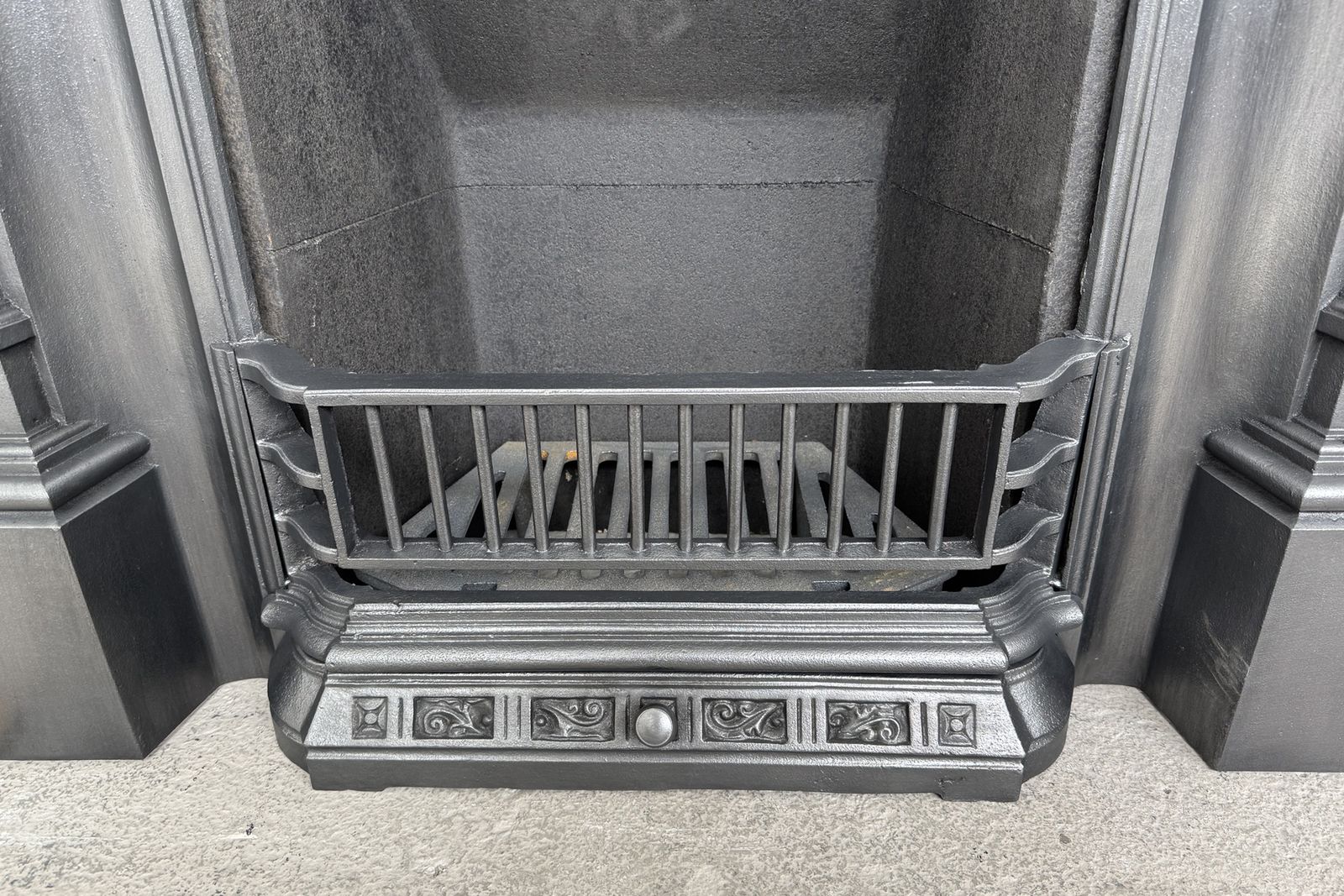 photo for sale Large Antique Victorian Cast Iron Combination Fireplace.