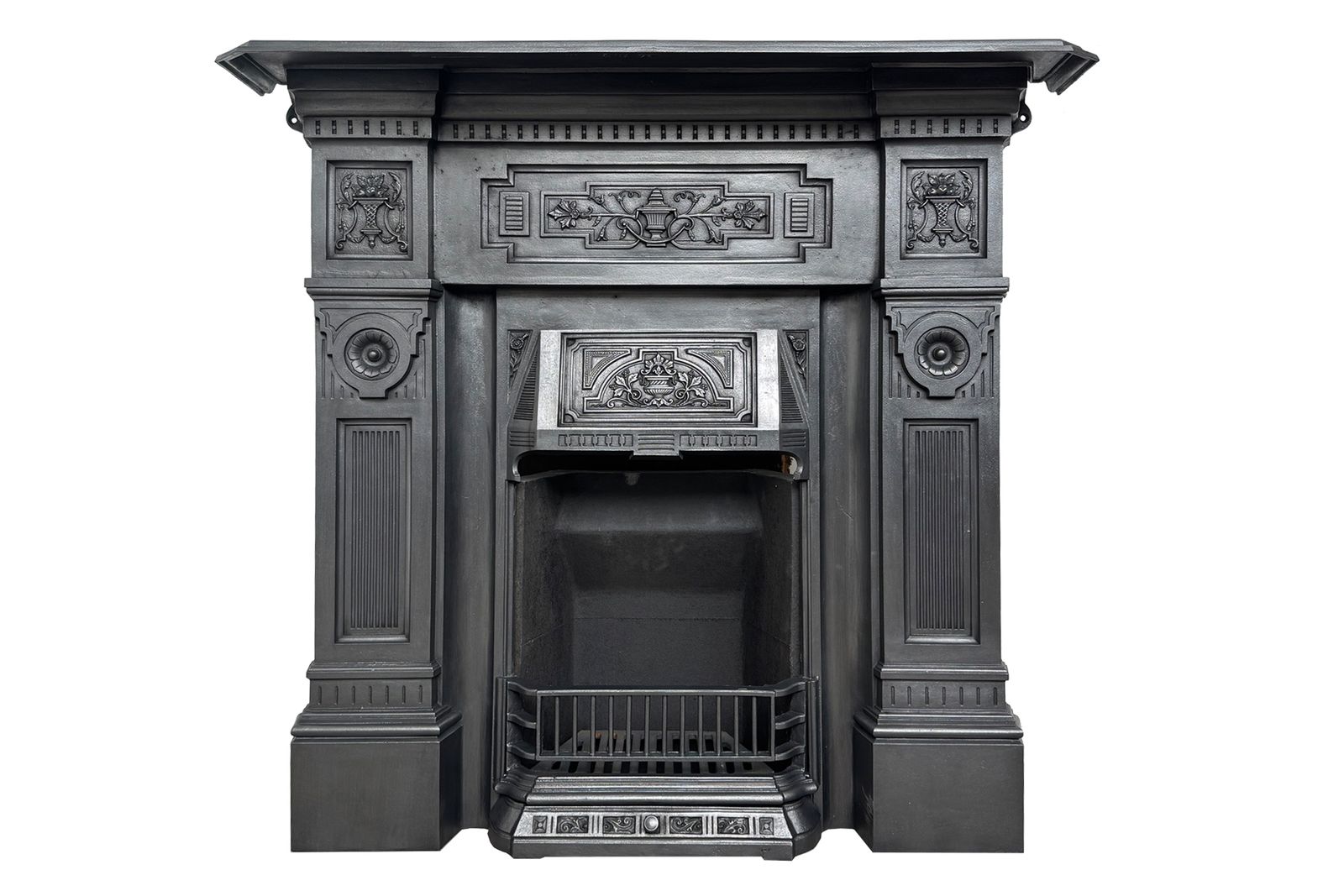 photo vinterior Large Antique Victorian Cast Iron Combination Fireplace.