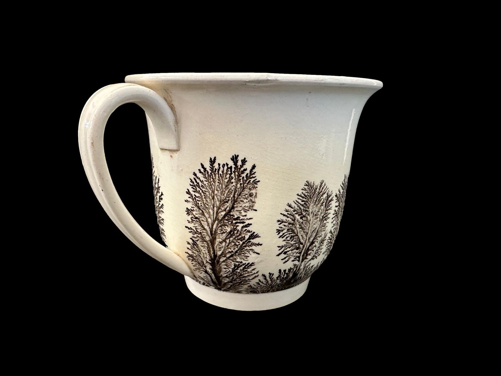 19th C. Sarreguemines Pedestal Cup | Antique French Faience Pottery, Dendritic Decor photo Home Decor