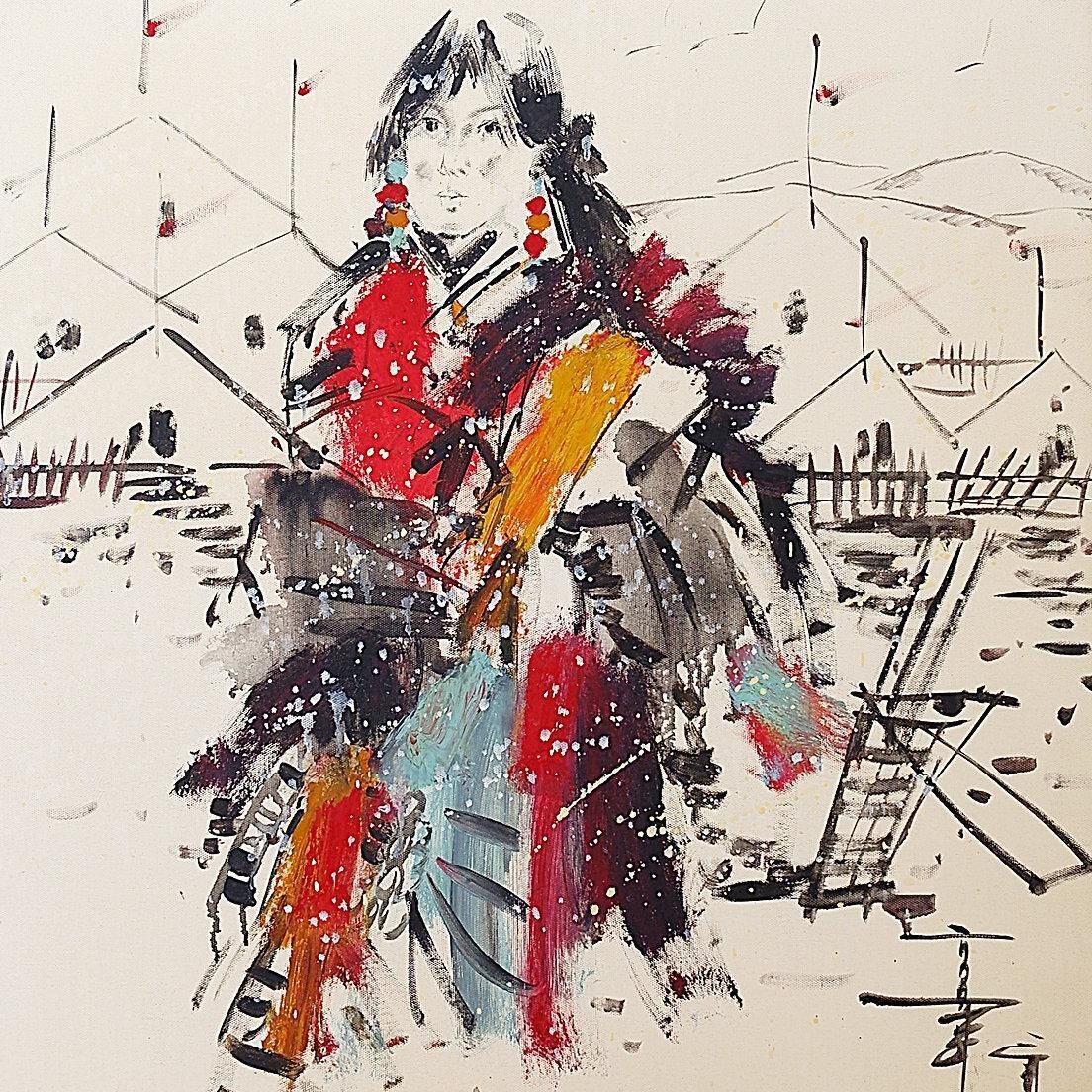 Painting On Canvas Of A Young Woman     Signed And Dated photo vinterior