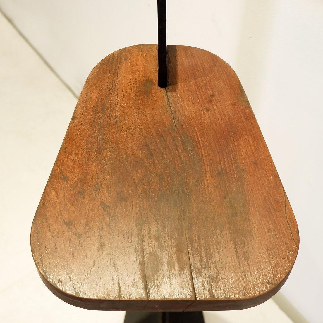 Vintage Metal And Wood Pedestal Table, Minimalist Design, 20th Century photo furniture