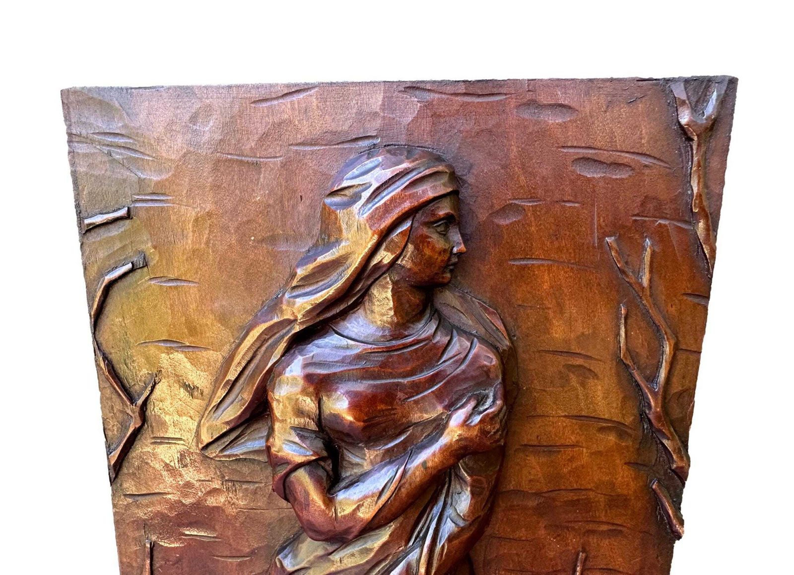 Antique 19th Century Hand Carved Wood Panel   French Architectural Salvage   Romantic Art Nouveau Wall Decor photo vintage