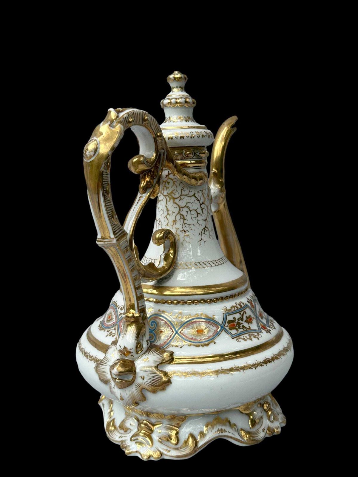 Antique 19th C. French Paris Porcelain Coffee Pot   Hand Painted & Gilt Gold   Museum Quality Condition photo 542.0