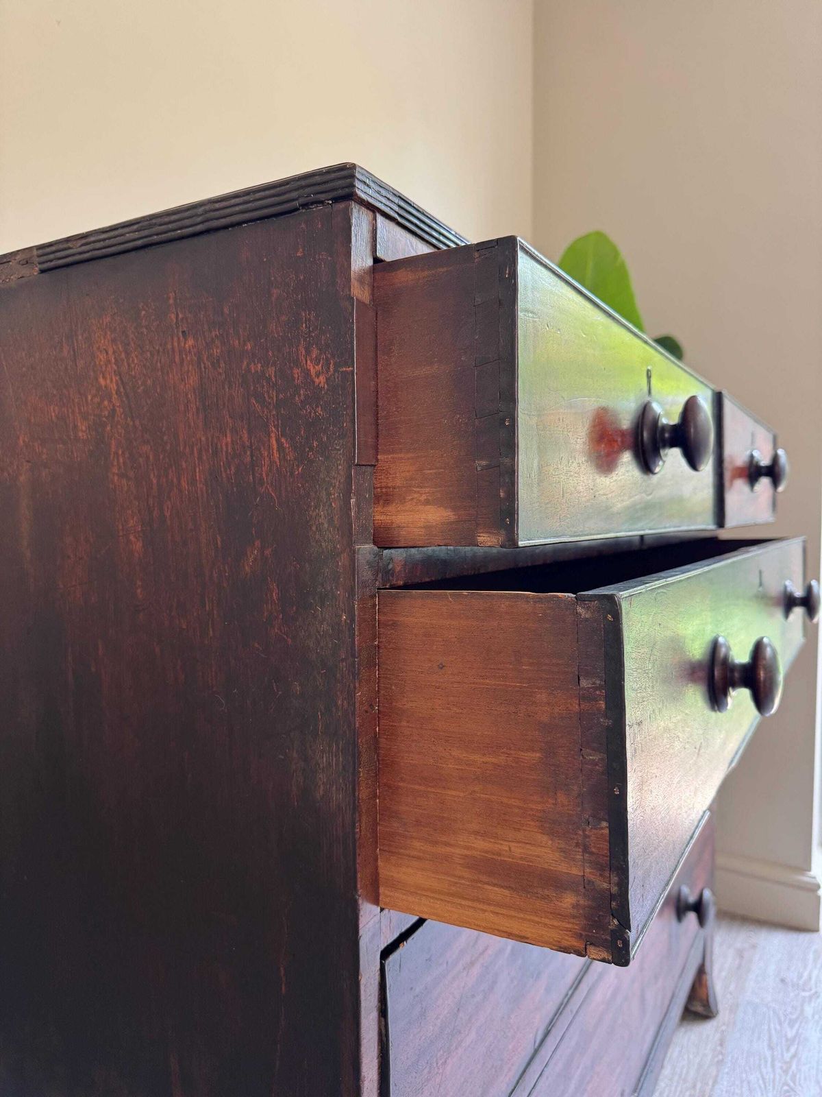 Antique Large Chest Of Drawers Mahogany 2 Over 3 Upon Original Handles Dark Wood photo Furniture